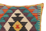 handmade Traditional Pillow Rust Blue Hand-Woven SQUARE 100% WOOL Hand woven turkish pillow2' x 2'