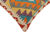 handmade Traditional Pillow Rust Blue Hand-Woven SQUARE 100% WOOL Hand woven turkish pillow2' x 2'