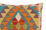 handmade Traditional Pillow Rust Blue Hand-Woven SQUARE 100% WOOL Hand woven turkish pillow2' x 2'