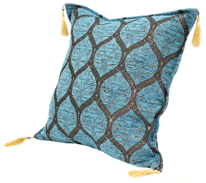 handmade Geometric Pillow Turquoise Grey Handmade RECTANGLE throw pillow 2 x 2
