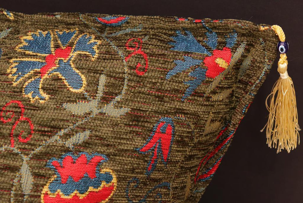 handmade Geometric Pillow Green Red Handmade RECTANGLE throw pillow 2 x 2