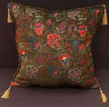 handmade Geometric Pillow Green Red Handmade RECTANGLE throw pillow 2 x 2