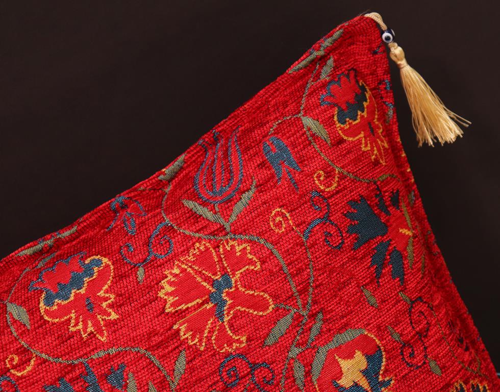 handmade Geometric Pillow Red Teal Handmade RECTANGLE throw pillow 2 x 2