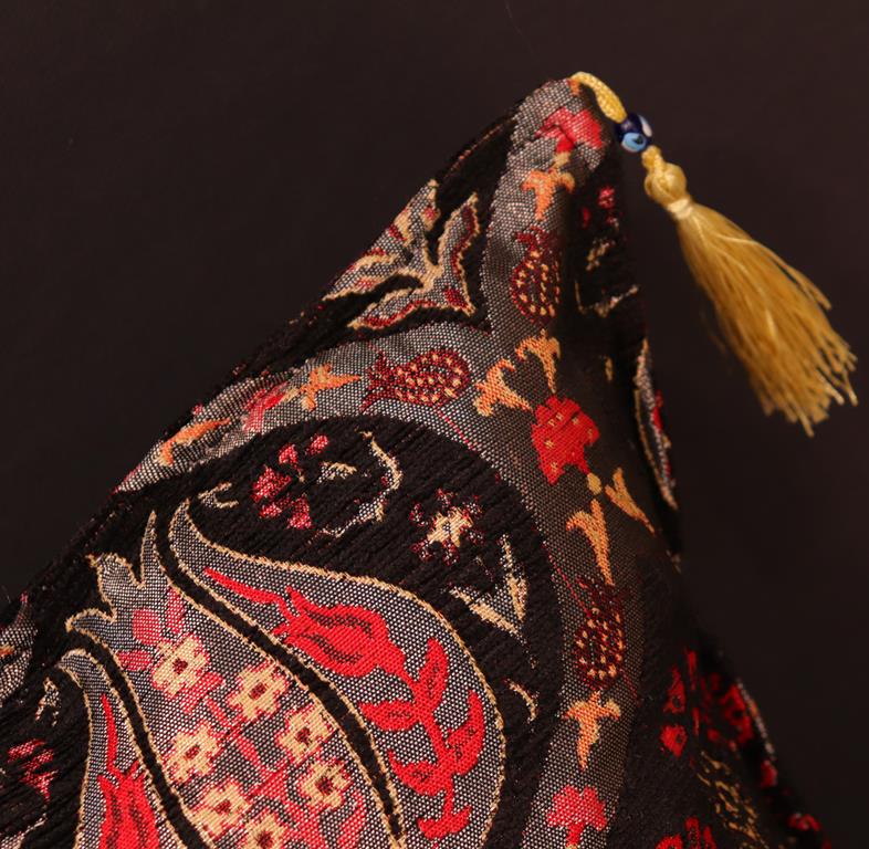 handmade Geometric Pillow Black Rust Handmade RECTANGLE throw pillow 2 x 2