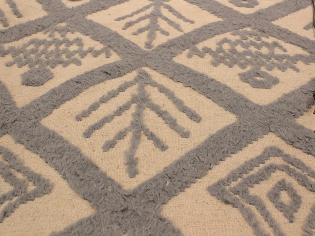 handmade Modern Moroccan Hi Ivory Blue Hand Knotted RECTANGLE 100% WOOL area rug 8x11