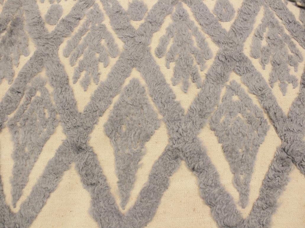 handmade Modern Moroccan Hi Ivory Blue Hand Knotted RECTANGLE 100% WOOL area rug 5x7