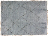 handmade Modern Moroccan Gray Black Hand Knotted RECTANGLE 100% WOOL area rug 8x10
