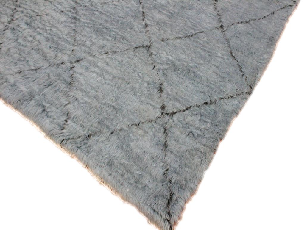 handmade Modern Moroccan Gray Black Hand Knotted RECTANGLE 100% WOOL area rug 8x10