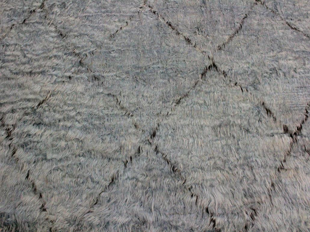 handmade Modern Moroccan Gray Black Hand Knotted RECTANGLE 100% WOOL area rug 8x10