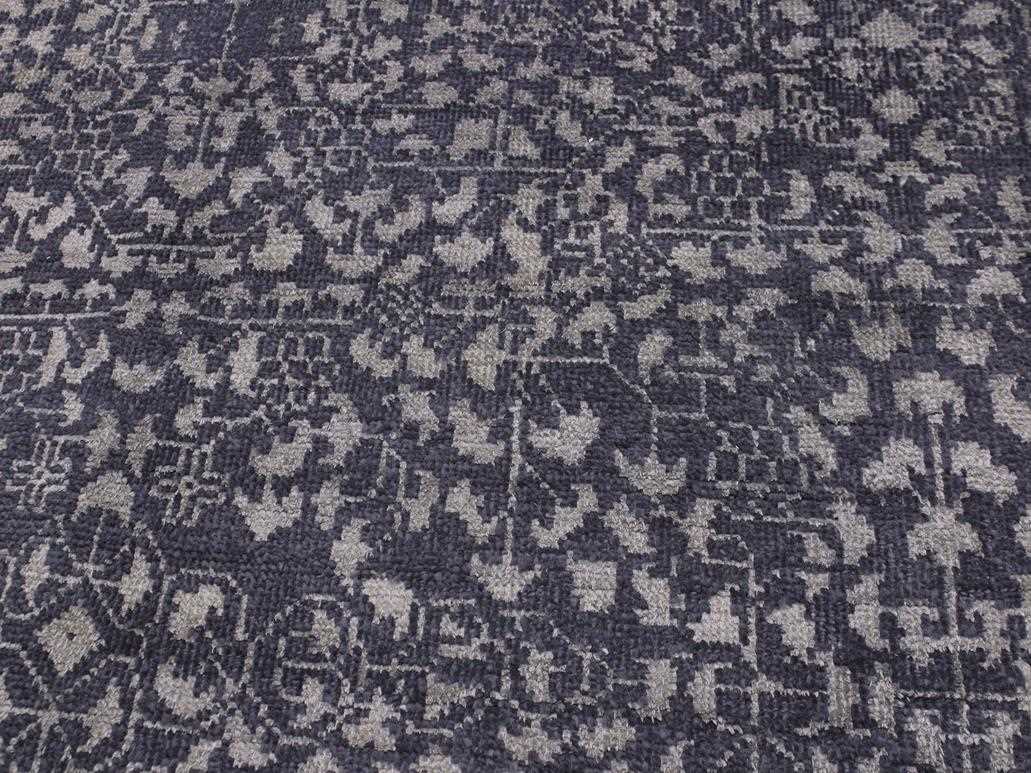 handmade Modern Ellie Gray Blue Hand Knotted RECTANGLE WOOL&SILK area rug 9x12