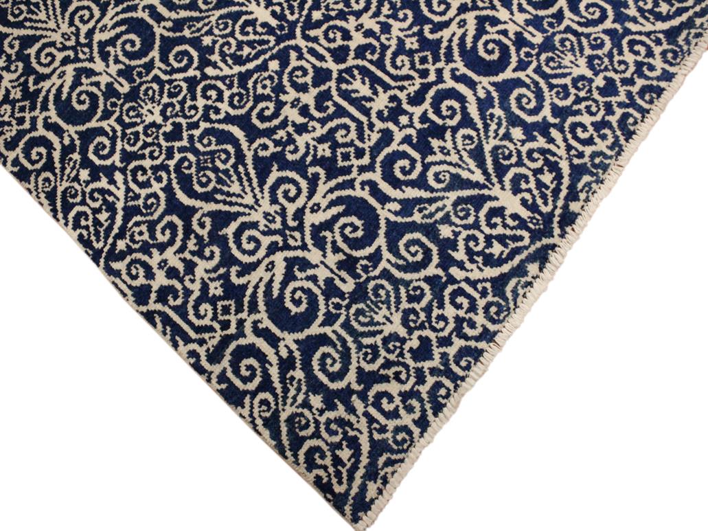 handmade Modern Cryena Blue Ivory Hand Knotted RECTANGLE 100% WOOL area rug 4x6