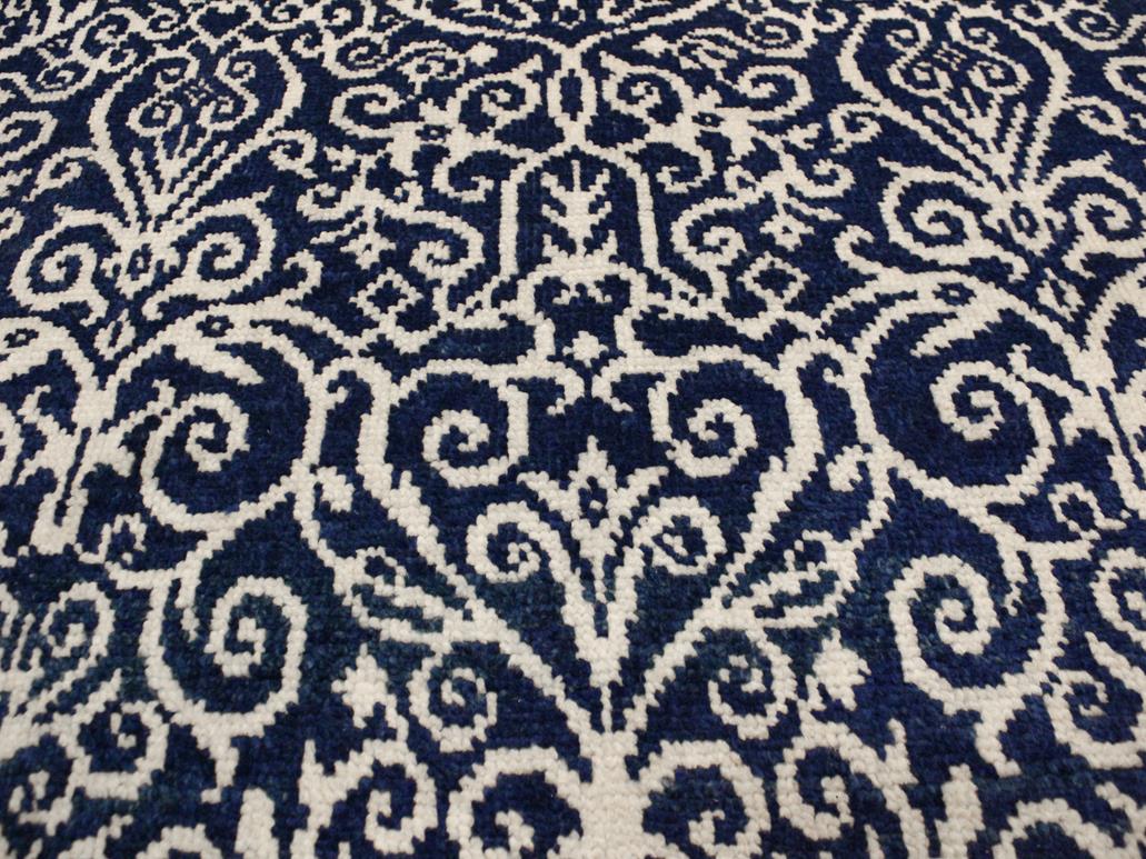 handmade Modern Cryena Blue Ivory Hand Knotted RECTANGLE 100% WOOL area rug 4x6