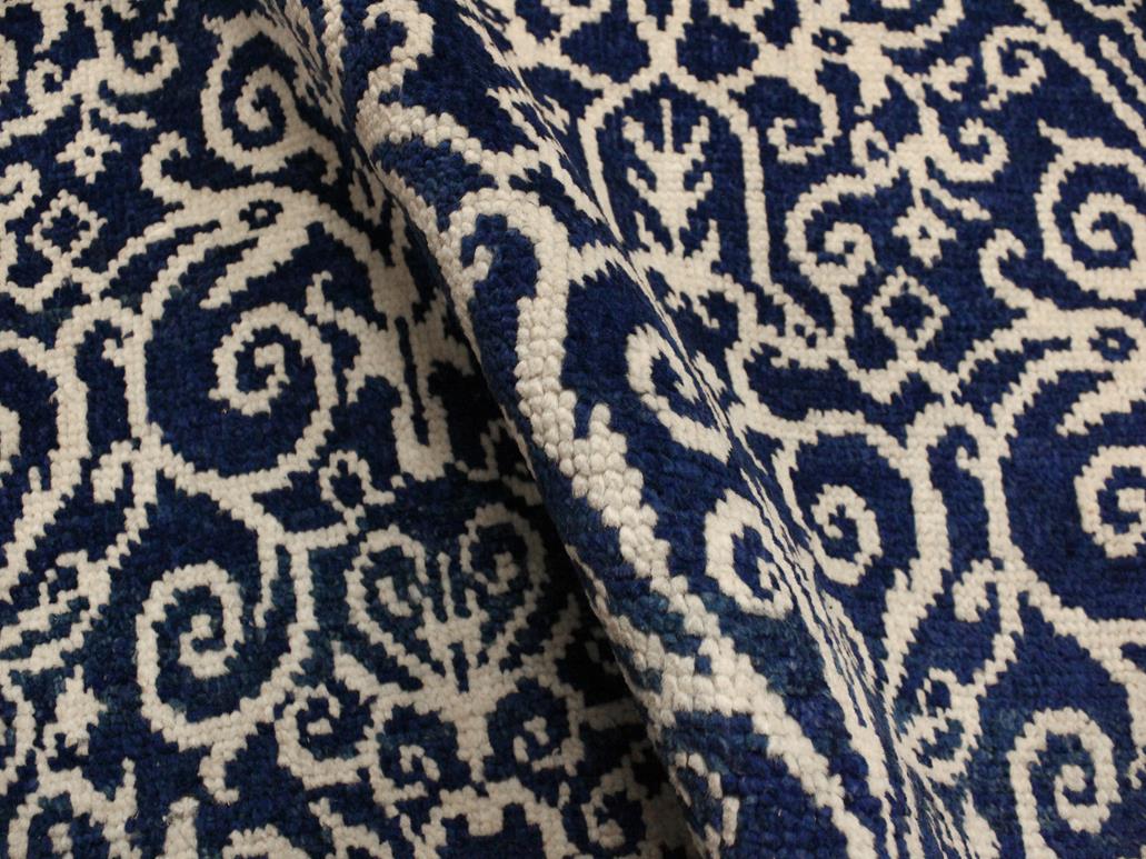 handmade Modern Cryena Blue Ivory Hand Knotted RECTANGLE 100% WOOL area rug 4x6