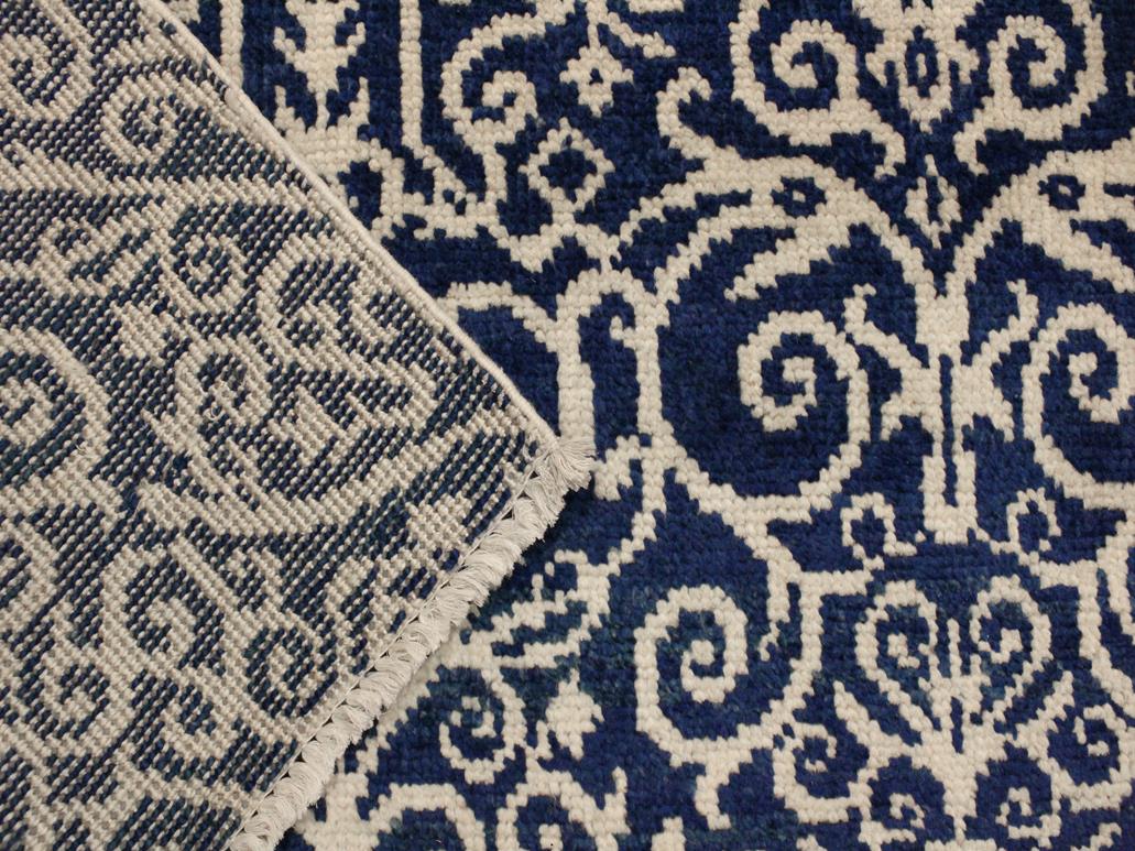 handmade Modern Cryena Blue Ivory Hand Knotted RECTANGLE 100% WOOL area rug 4x6