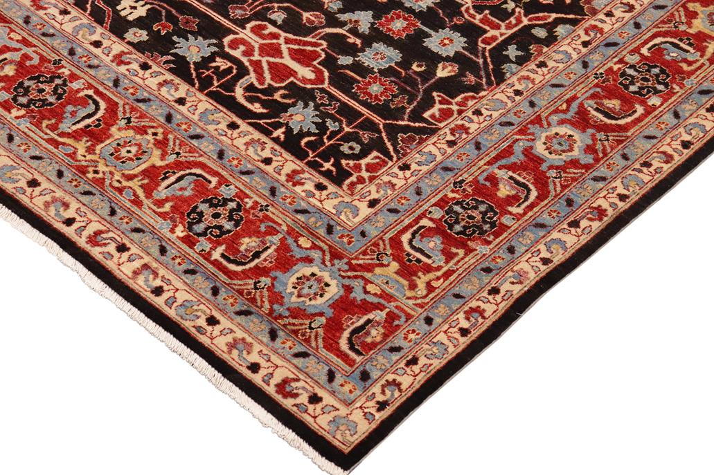 handmade Transitional Kafkaz Chobi Ziegler Black Blue Hand Knotted RECTANGLE 100% WOOL area rug 10 x 14