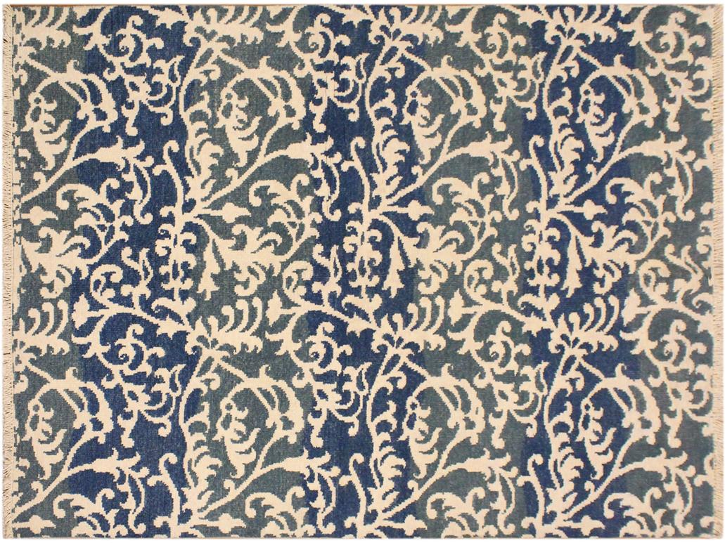 handmade Modern Niamh Gray Ivory Hand Knotted RECTANGLE WOOL&SILK area rug 5x7