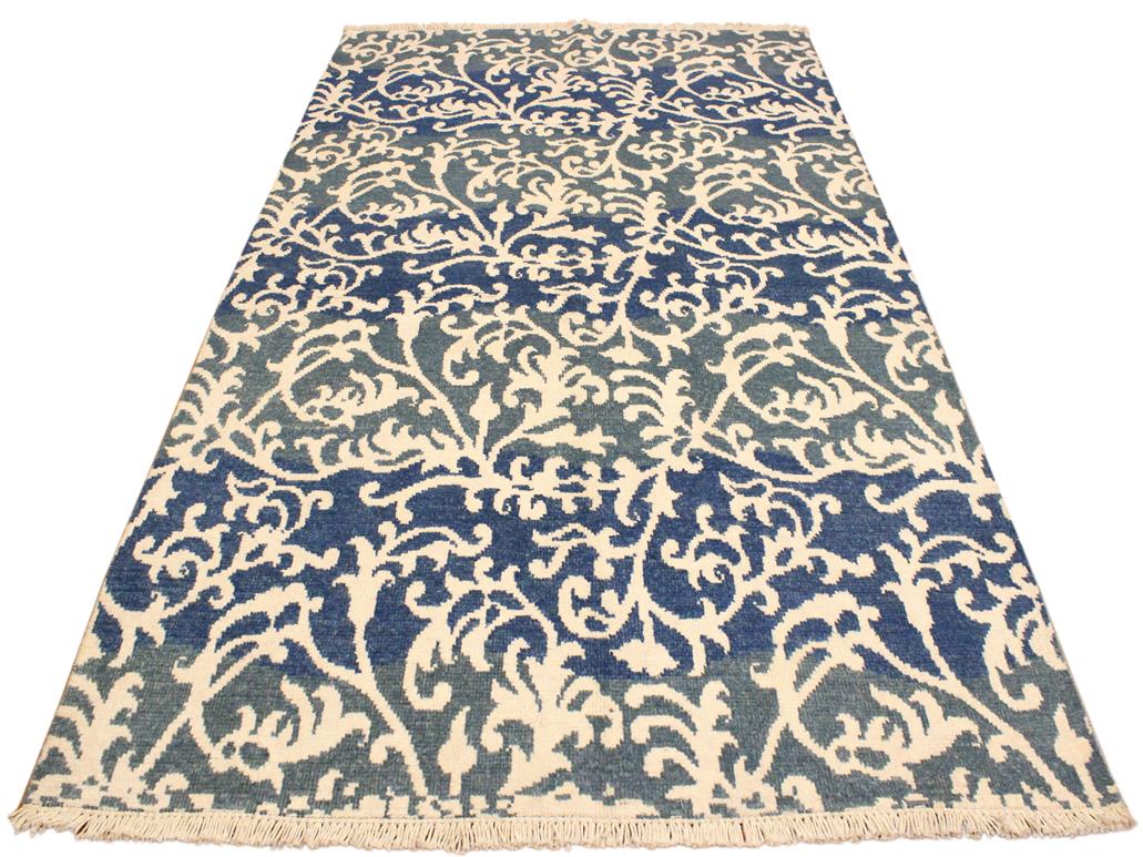 handmade Modern Niamh Gray Ivory Hand Knotted RECTANGLE WOOL&SILK area rug 5x7