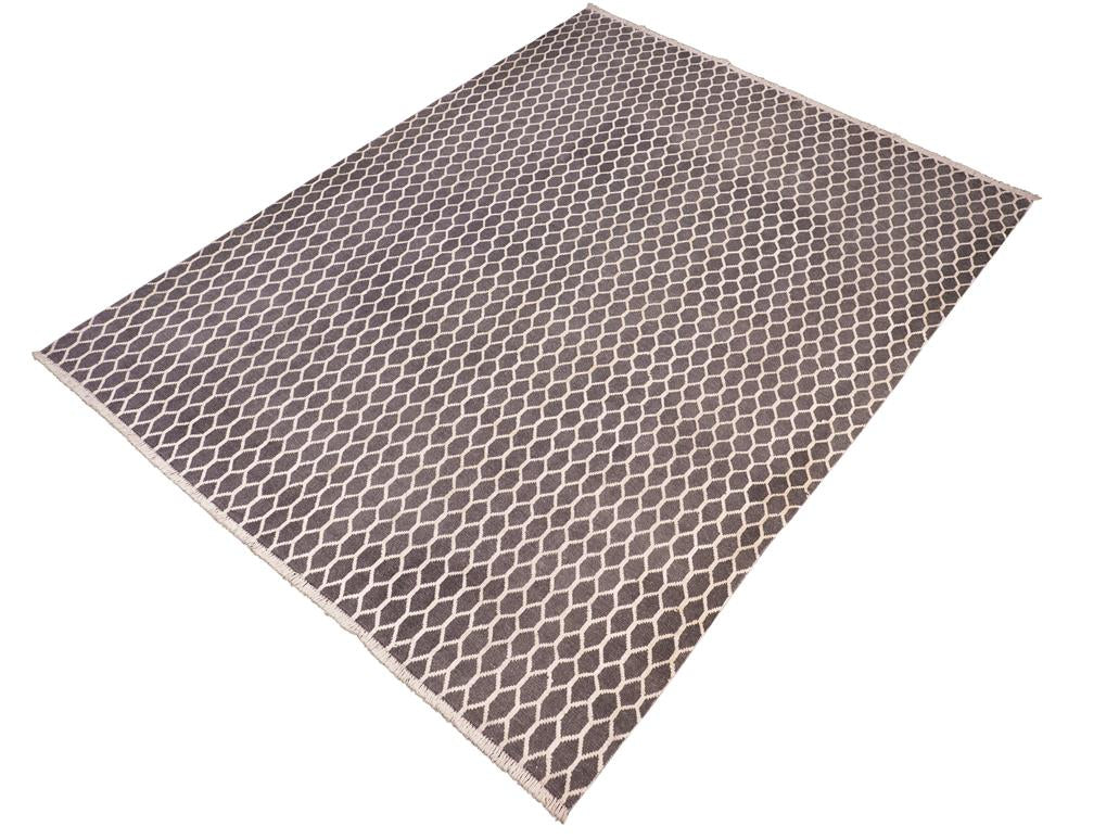 handmade Modern Ailsa Gray Beige Hand Knotted RECTANGLE WOOL&SILK area rug 8x10