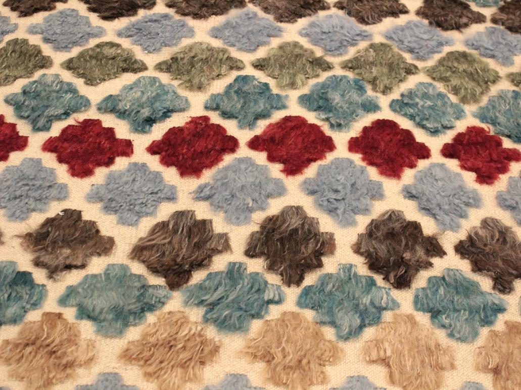 handmade Modern Moroccan Hi Beige Blue Hand Knotted RECTANGLE 100% WOOL area rug 5x8