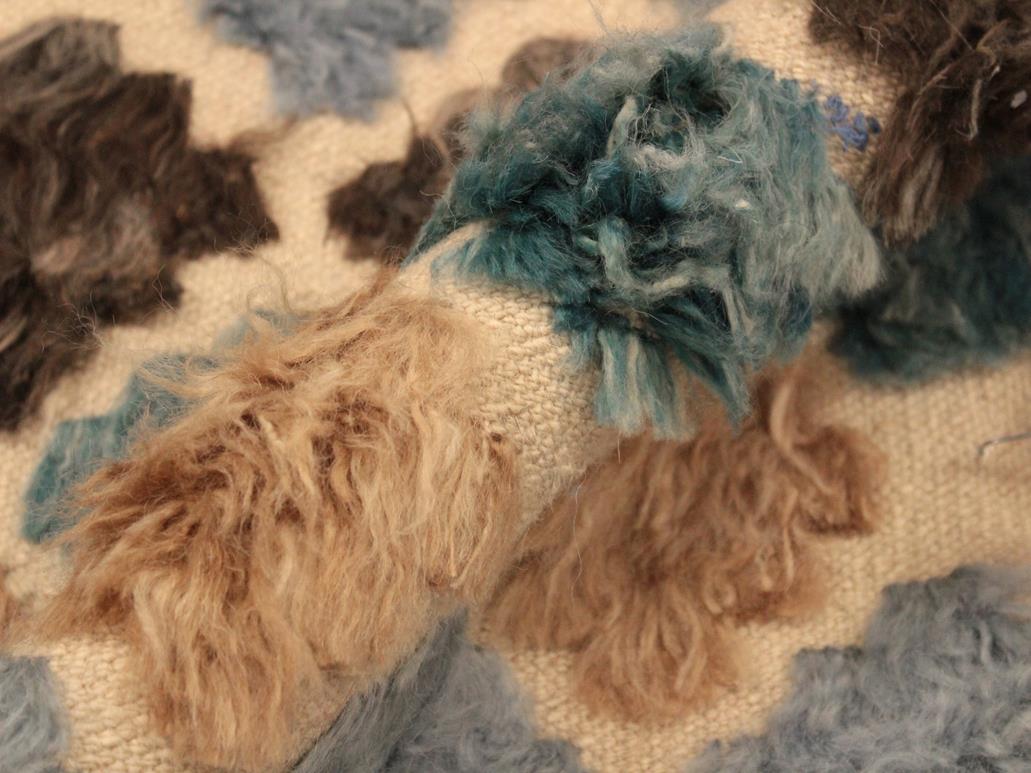 handmade Modern Moroccan Hi Beige Blue Hand Knotted RECTANGLE 100% WOOL area rug 5x8