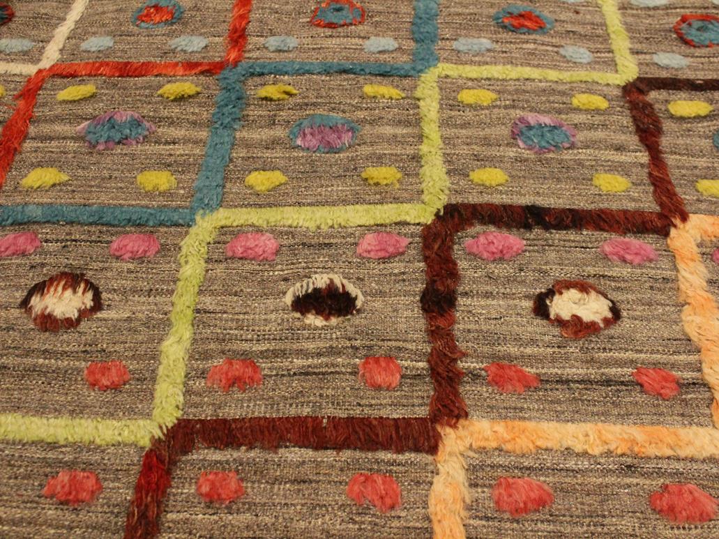 handmade Modern Moroccan Hi Tan Blue Hand Knotted RECTANGLE 100% WOOL area rug 8x10