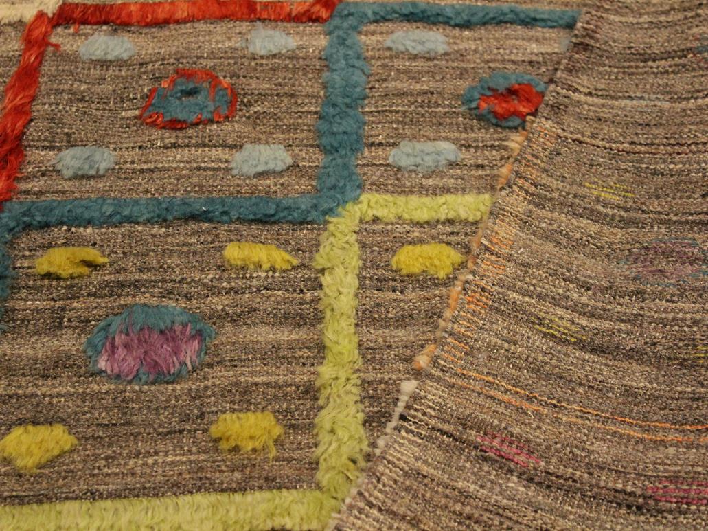 handmade Modern Moroccan Hi Tan Blue Hand Knotted RECTANGLE 100% WOOL area rug 8x10