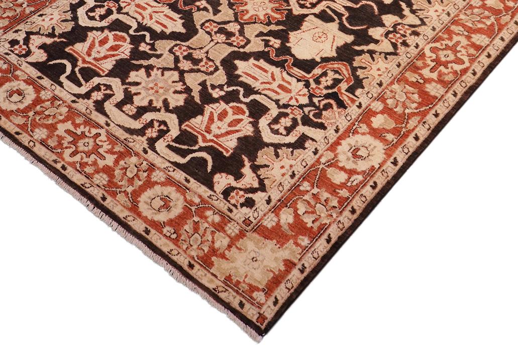 handmade Traditional Kafkaz Chobi Ziegler Black Rust Hand Knotted RECTANGLE 100% WOOL area rug 5 x 6