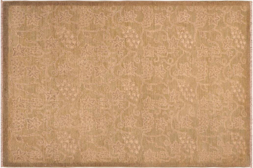 handmade Transitional Kafkaz Chobi Ziegler Green Gold Hand Knotted RECTANGLE 100% WOOL area rug 5 x 6