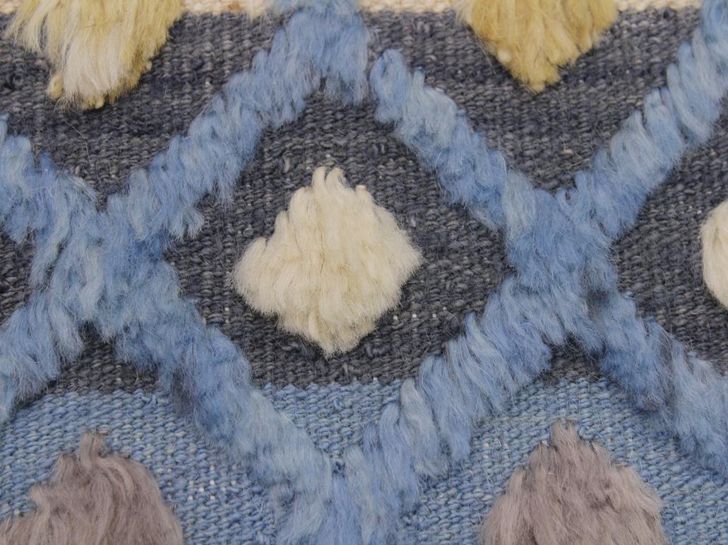 handmade Modern Moroccan Hi Lt. Blue Ivory Hand Knotted RECTANGLE 100% WOOL area rug 9x12