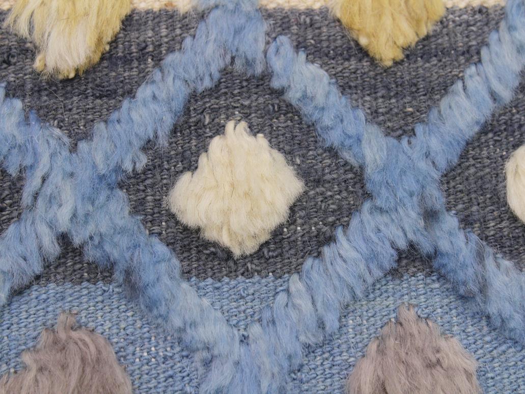 handmade Modern Moroccan Hi Lt. Blue Ivory Hand Knotted RECTANGLE 100% WOOL area rug 8x10