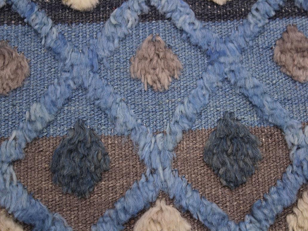 handmade Modern Moroccan Hi Lt. Blue Ivory Hand Knotted RECTANGLE 100% WOOL area rug 6x8