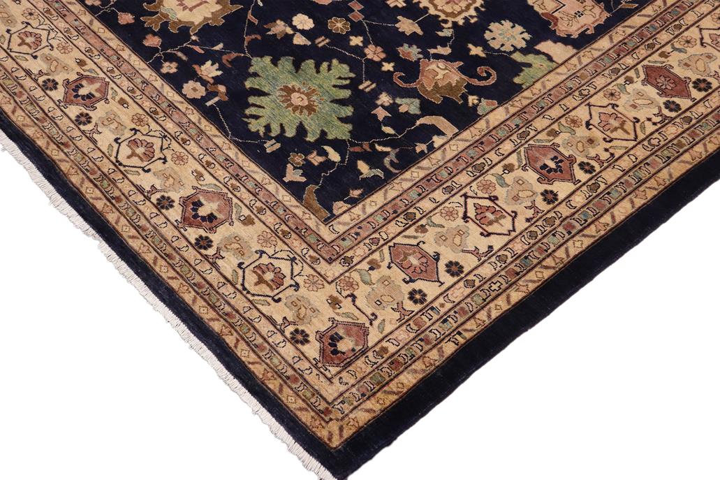 handmade Traditional Kafkaz Chobi Ziegler Blue Beige Hand Knotted RECTANGLE 100% WOOL area rug 9 x 12
