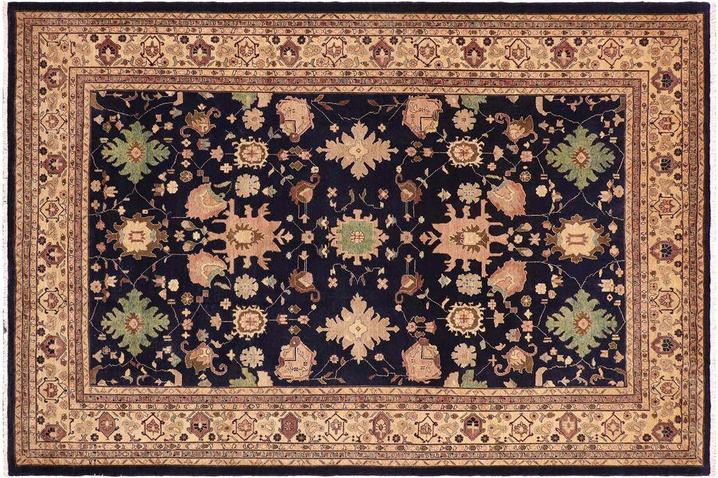 handmade Traditional Kafkaz Chobi Ziegler Blue Beige Hand Knotted RECTANGLE 100% WOOL area rug 9 x 12