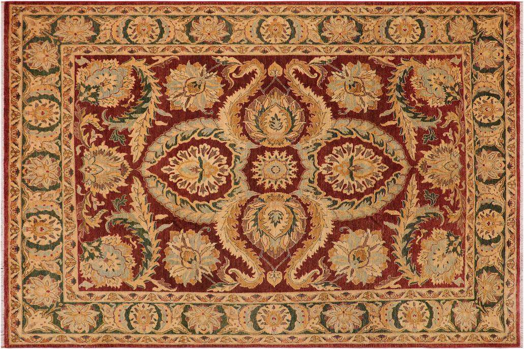 handmade Geometric Kafkaz Chobi Ziegler Brown Green Hand Knotted RECTANGLE 100% WOOL area rug 9 x 12