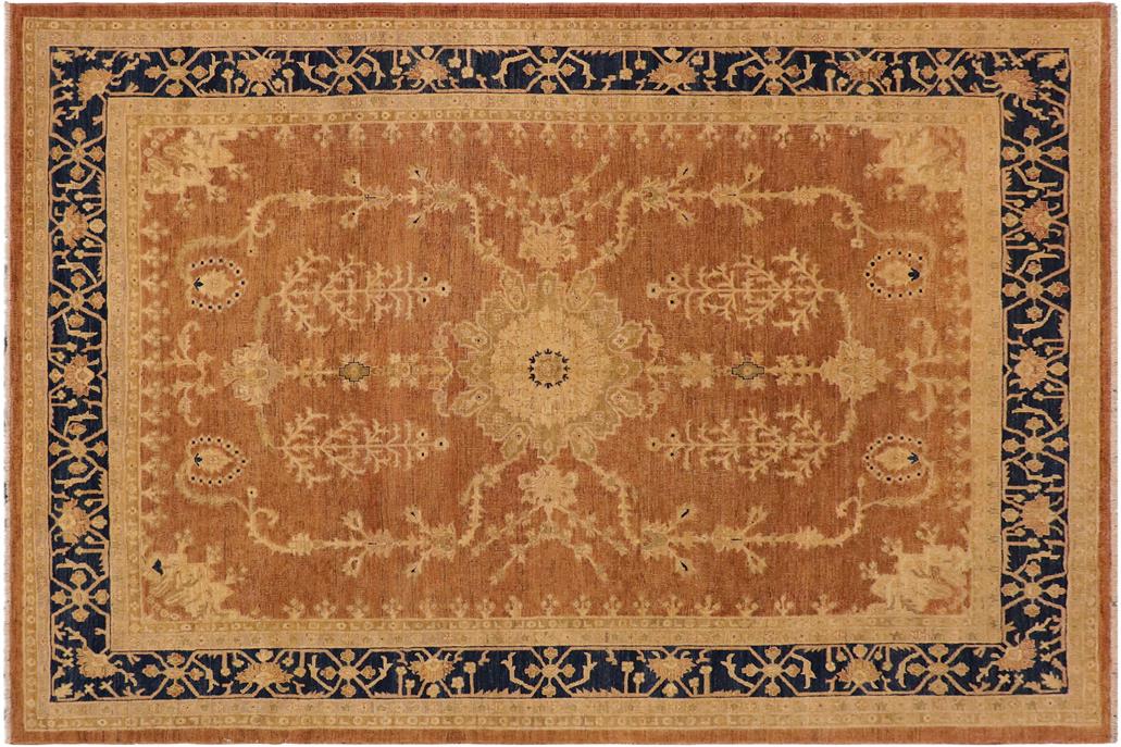 handmade Geometric Kafkaz Chobi Ziegler Brown Blue Hand Knotted RECTANGLE 100% WOOL area rug 9 x 11