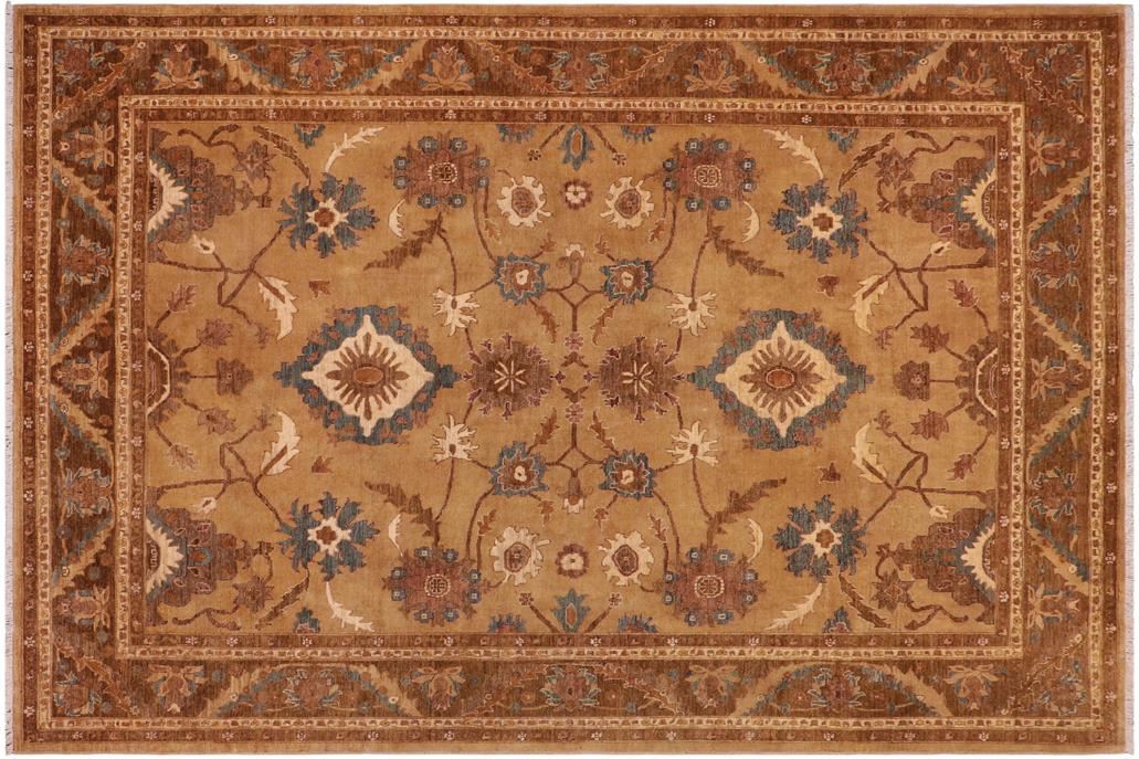 handmade Traditional Kafkaz Chobi Ziegler Gold Gold Hand Knotted RECTANGLE 100% WOOL area rug 9 x 12