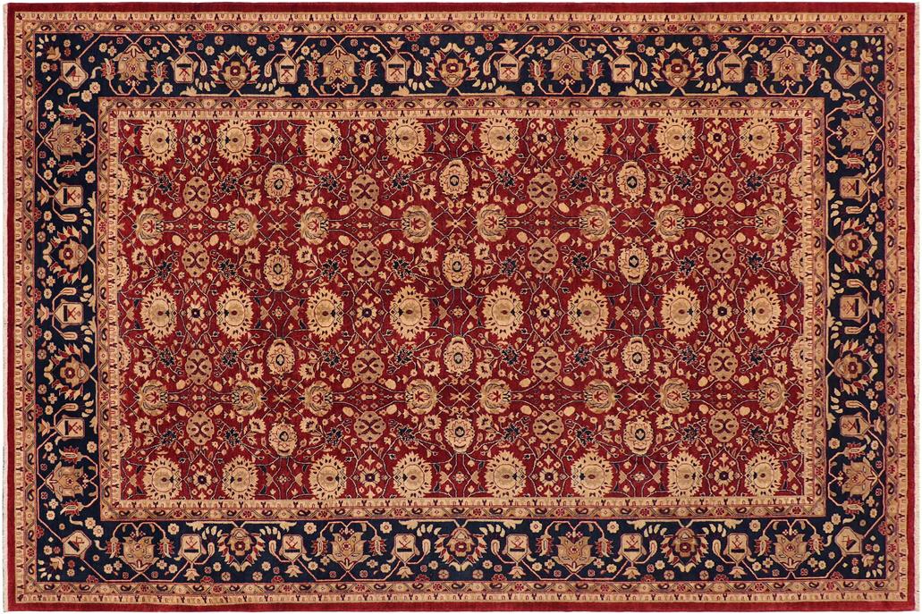 handmade Transitional Kafkaz Chobi Ziegler Red Blue Hand Knotted RECTANGLE 100% WOOL area rug 9 x 12