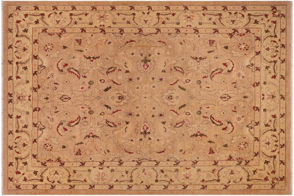 handmade Traditional Kafkaz Chobi Ziegler Khaki Lt. Gold Hand Knotted RECTANGLE 100% WOOL area rug 9 x 12