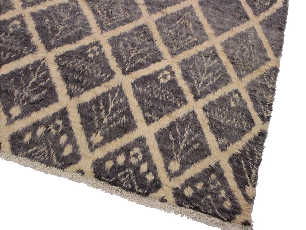 handmade Modern Moroccan Gray Ivory Hand Knotted RECTANGLE 100% WOOL area rug 8x10