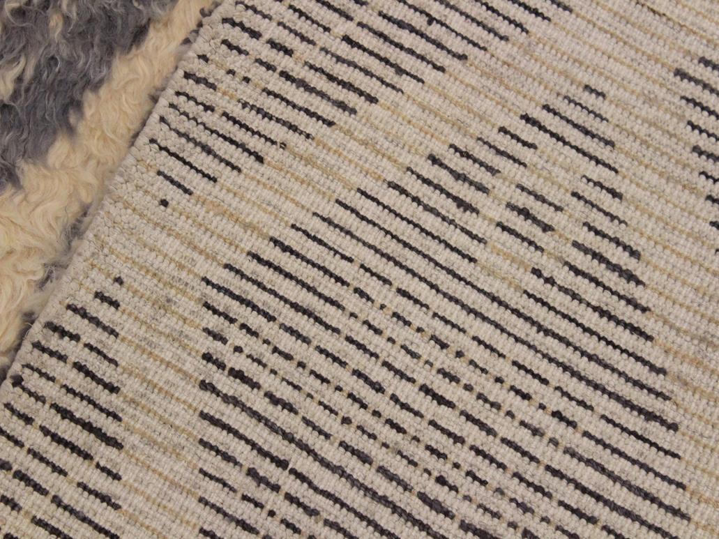 handmade Modern Moroccan Gray Ivory Hand Knotted RECTANGLE 100% WOOL area rug 8x10