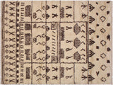 Tribal Moroccan Ghislain Ivory/Brown Wool Rug - 5'11'' x 9'0''