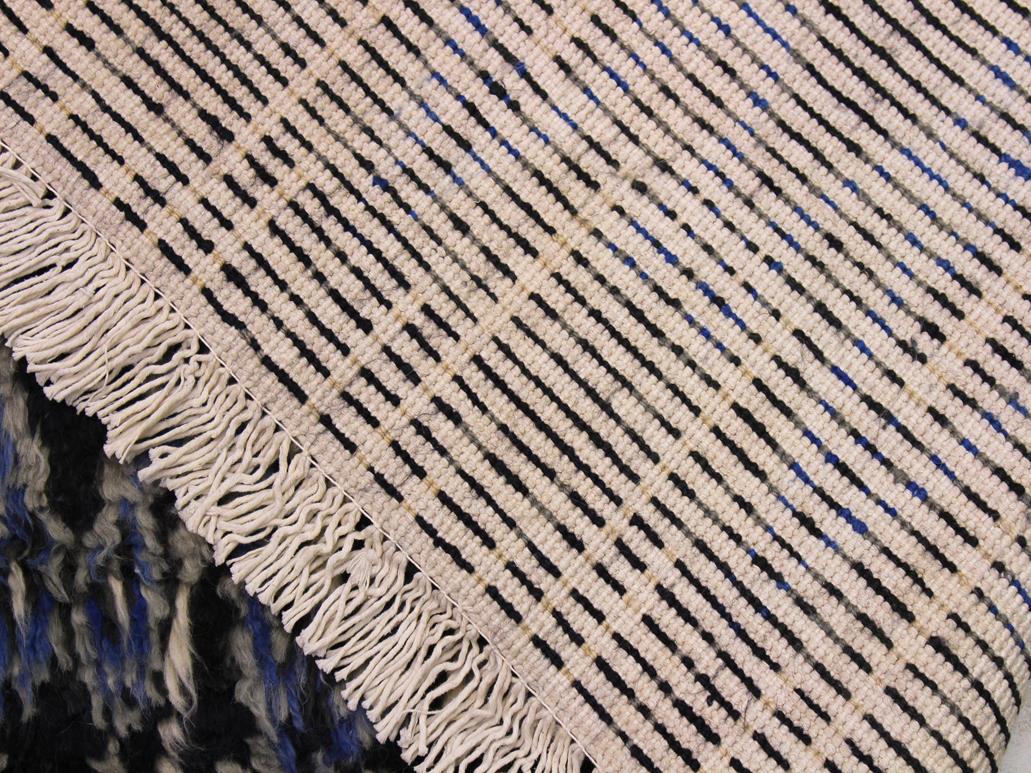 handmade Modern Moroccan Black Ivory Hand Knotted RECTANGLE 100% WOOL area rug 9x12