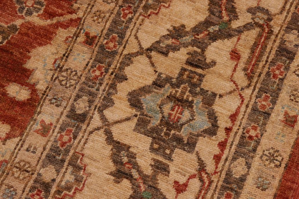 handmade Traditional Kafkaz Chobi Ziegler Rust Beige Hand Knotted RECTANGLE 100% WOOL area rug 9 x 12