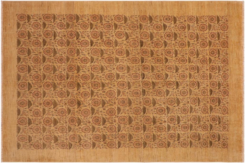handmade Transitional Kafkaz Chobi Ziegler Beige Brown Hand Knotted RECTANGLE 100% WOOL area rug 9 x 12