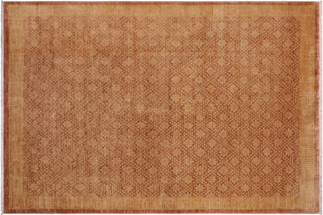 handmade Transitional Kafkaz Chobi Ziegler Brown Tan Hand Knotted RECTANGLE 100% WOOL area rug 8 x 12