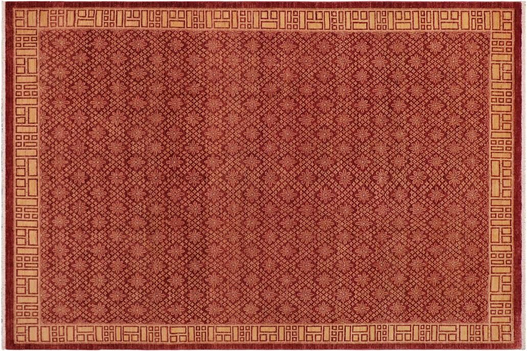 handmade Transitional Kafkaz Chobi Ziegler Red Tan Hand Knotted RECTANGLE 100% WOOL area rug 9 x 12