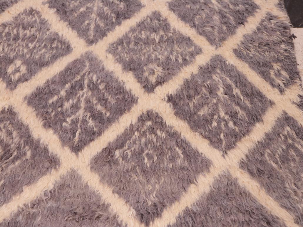 handmade Modern Moroccan Gray Beige Hand Knotted RECTANGLE 100% WOOL area rug 6x9