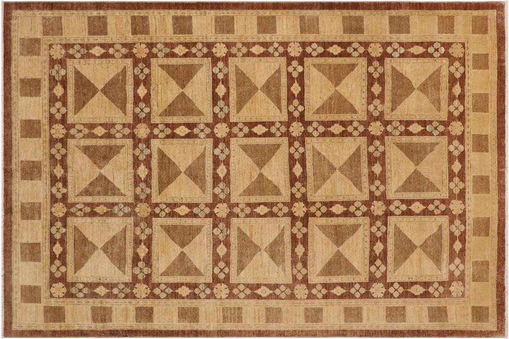 handmade Transitional Kafkaz Chobi Ziegler Brown Beige Hand Knotted RECTANGLE 100% WOOL area rug 9 x 11