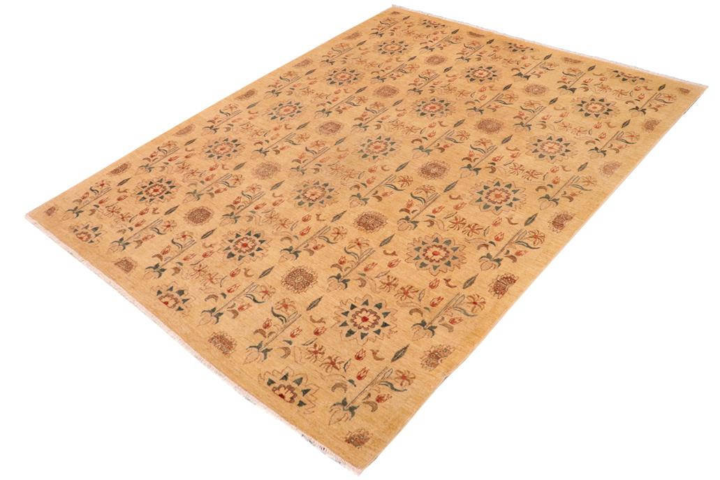 handmade Transitional Kafkaz Chobi Ziegler Tan Brown Hand Knotted RECTANGLE 100% WOOL area rug 9 x 12