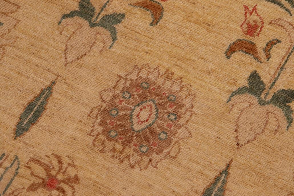 handmade Transitional Kafkaz Chobi Ziegler Tan Brown Hand Knotted RECTANGLE 100% WOOL area rug 9 x 12